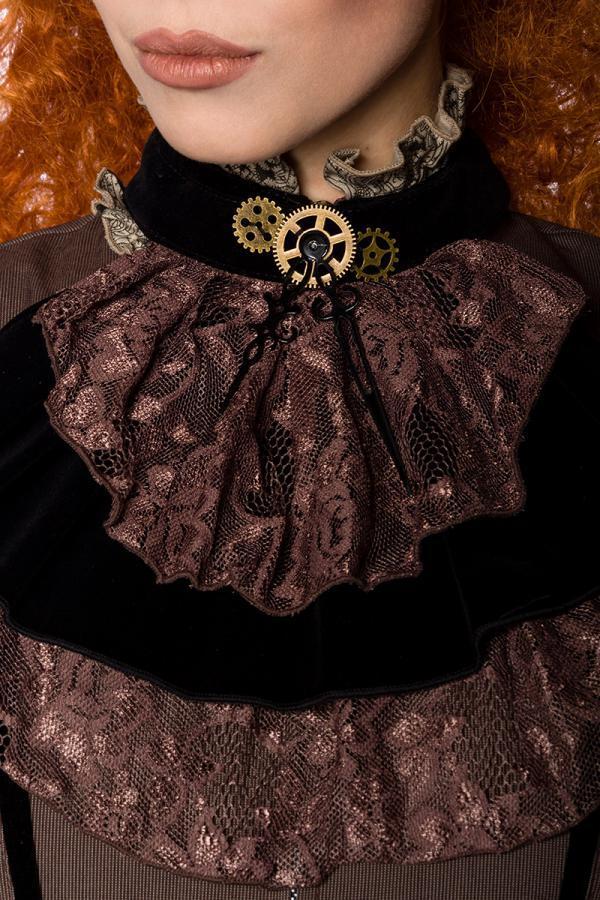 Steampunk-Bluse mit Jabot Atixo