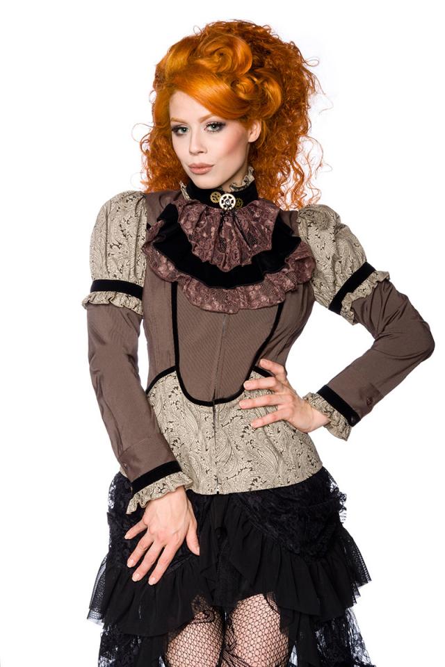 Steampunk-Bluse mit Jabot Atixo