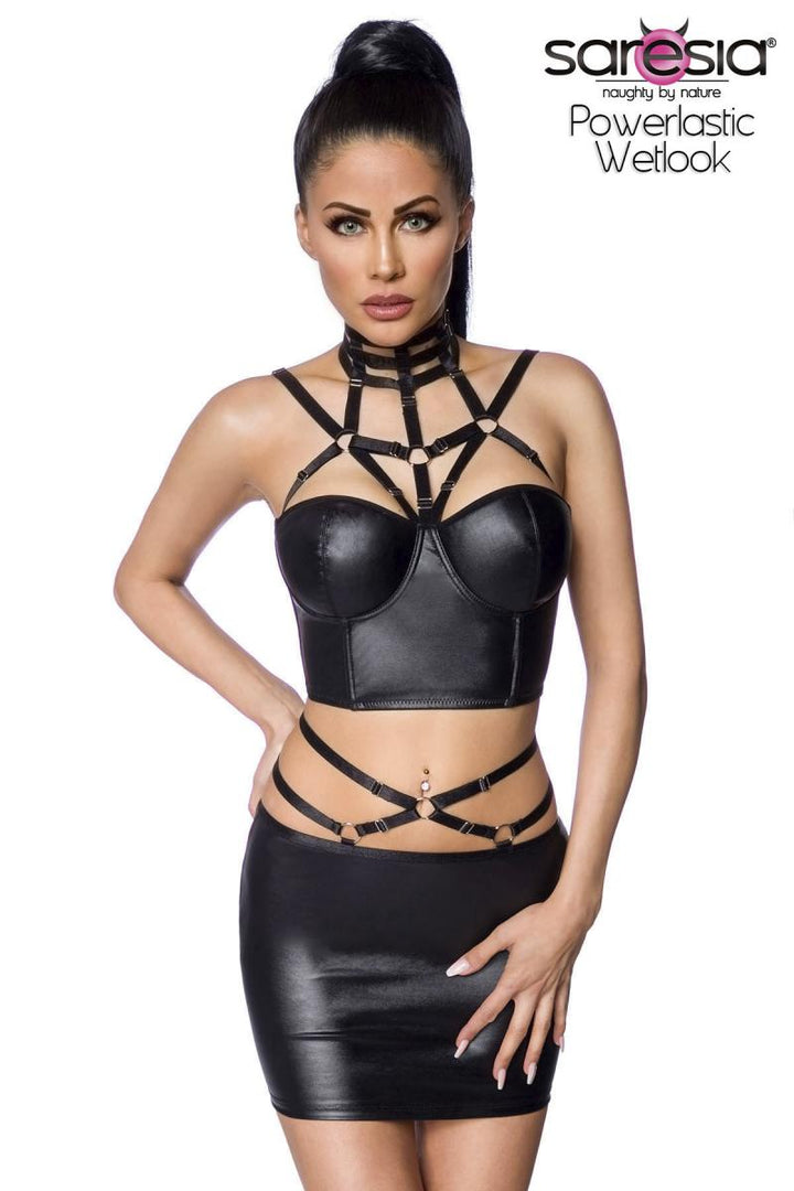 Harness-Wetlook-Set mit Rock Saresia