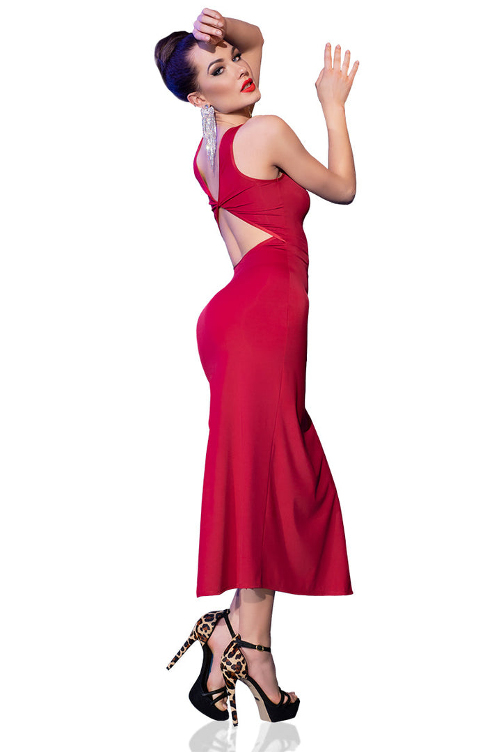 Langes Kleid CR4441 rot Chilirose