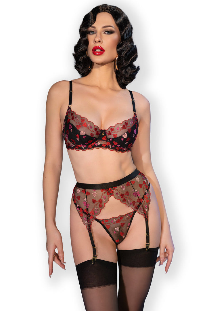 Lingerie-Set CR4694 schwarz/rot Chilirose