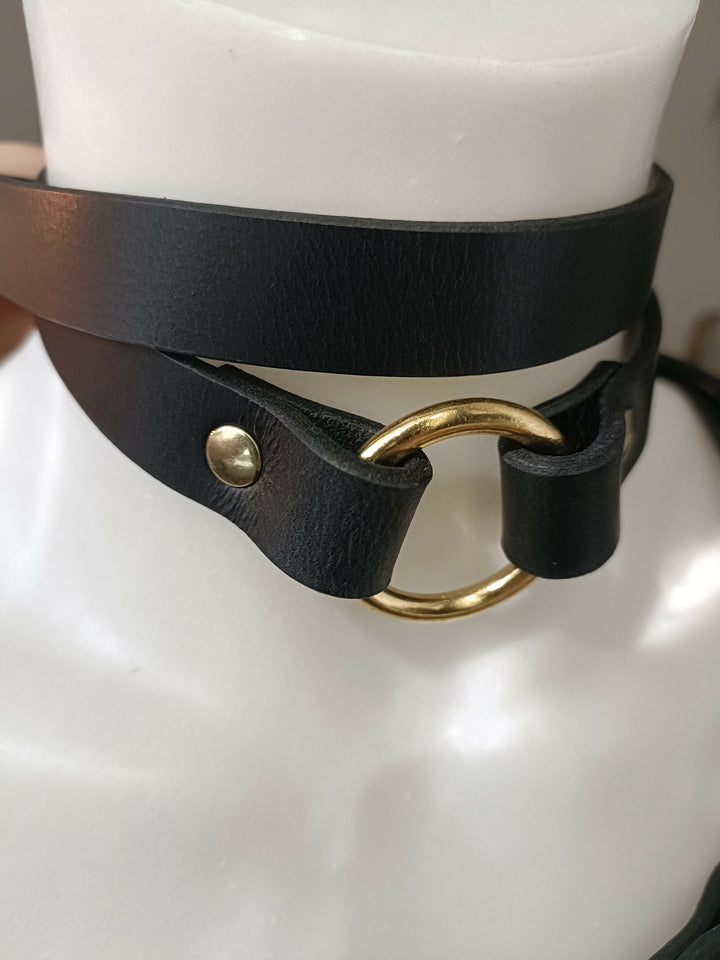 Real Choker schwarz//gold Priestess Leatherworks