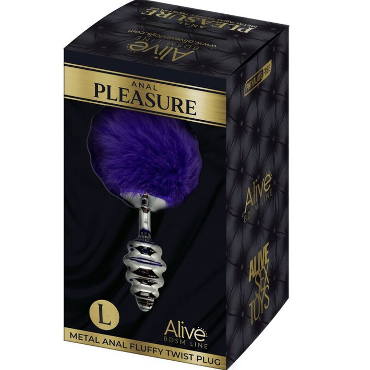 ALIVE - ANAL-VERGNÜGENS-SPIRAL-METALL-FLUFFY-DUNKELVIOLET GRÖSSE L ALIVE